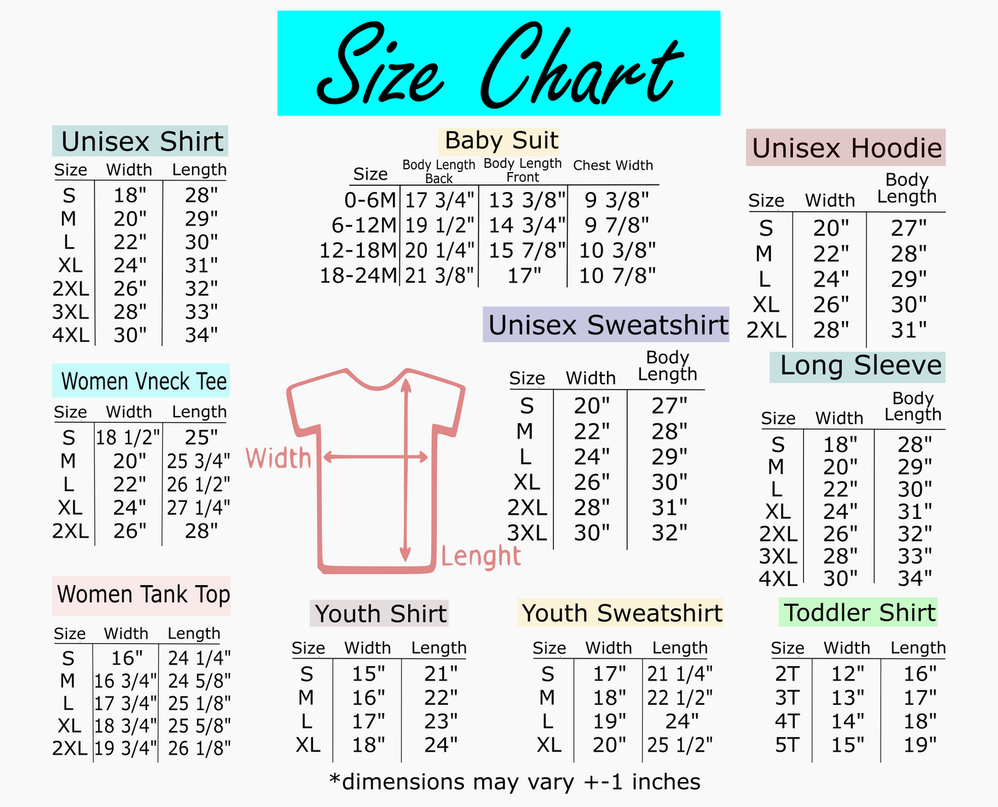 the size chart for a baby's short sleeved shirt